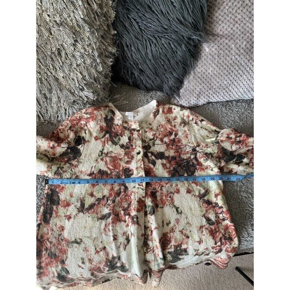J.Jill Red Floral Cream Cardigan Sweater Womens Size M - Picture 5 of 6